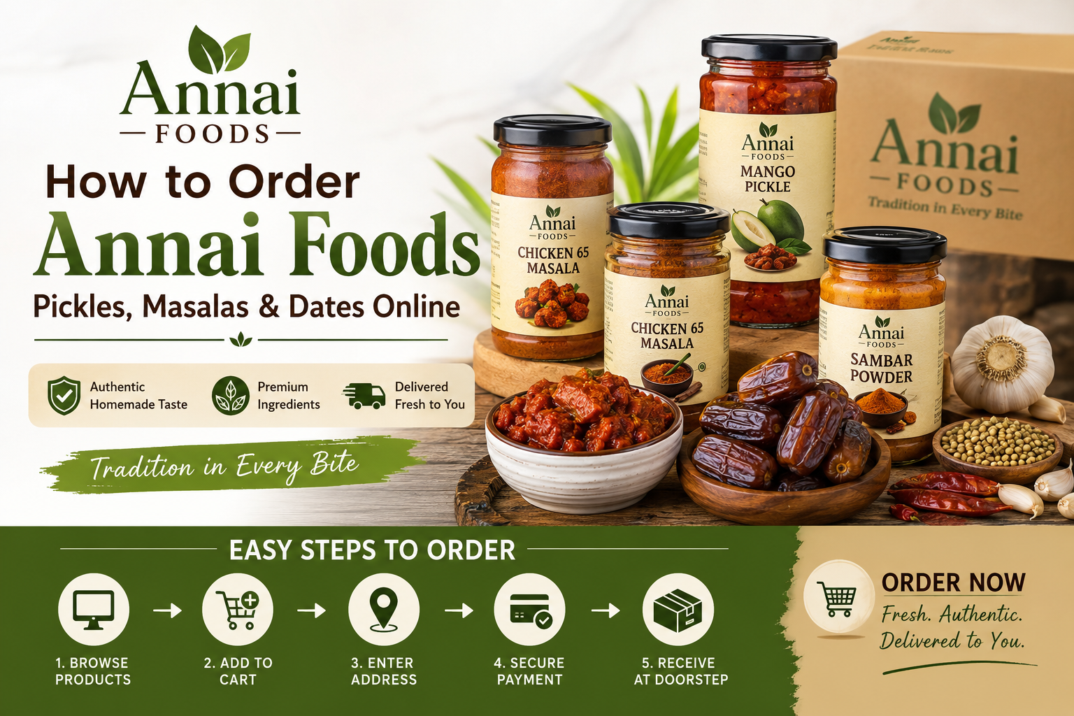 How to Order Homemade Pickles, Masalas & Dates from Annai Foods