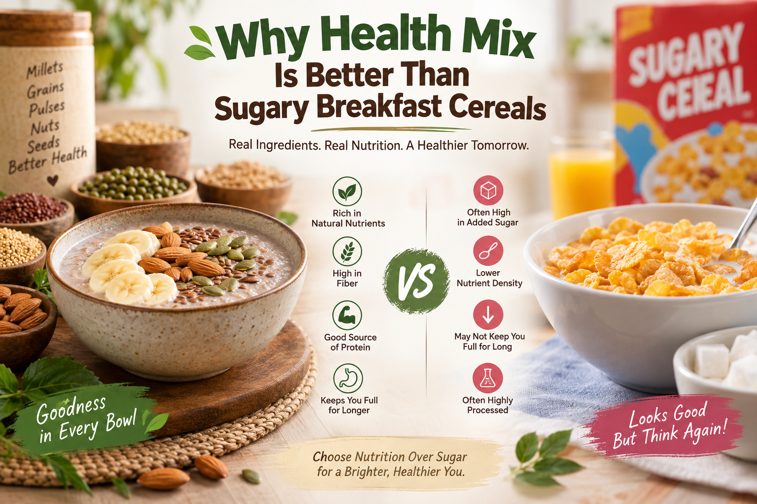 Why Health Mix Is Better Than Sugary Breakfast Cereals?
